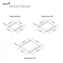 GRAM XTREM FALCON-M Báscula pintada con mini rampas  dimensiones cotas