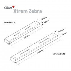GRAM XTREM ZEBRA Barras pesadoras pintadas IP-67 dimensiones cotas