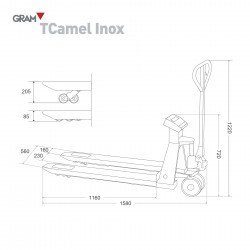 GRAM TCamel 2T Inox 316 Carretilla pesadora cotas dimensiones