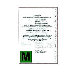 Certificado de verificación CE de 151 kg a 300 kg M