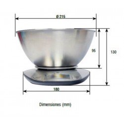 STEEL KS 5000g 1g (115)mm Balanza de cocina Baxtran cotas dimensiones